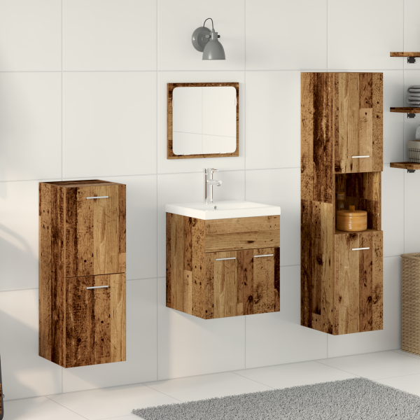 Conjunto de Muebles de Baño de 4 Piezas Madera Vieja Madera Compensada D