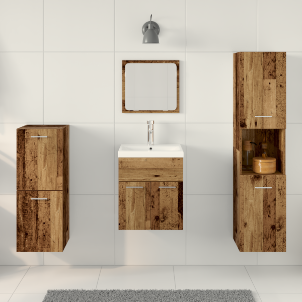 Conjunto de Muebles de Baño de 4 Piezas Madera Vieja Madera Compensada M 4
