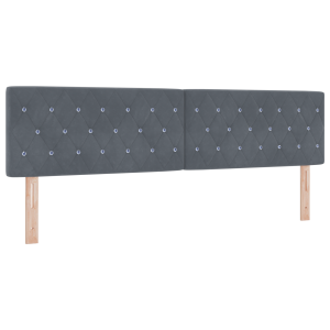 Cabeceira Estofada Cinza Escuro com Botões de Cristal. 180 cm. Veludo H