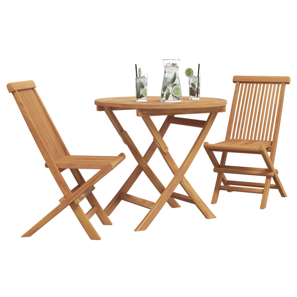Conjunto de Bistro Plegable de 3 Piezas Madera Maciza de Acacia M 3