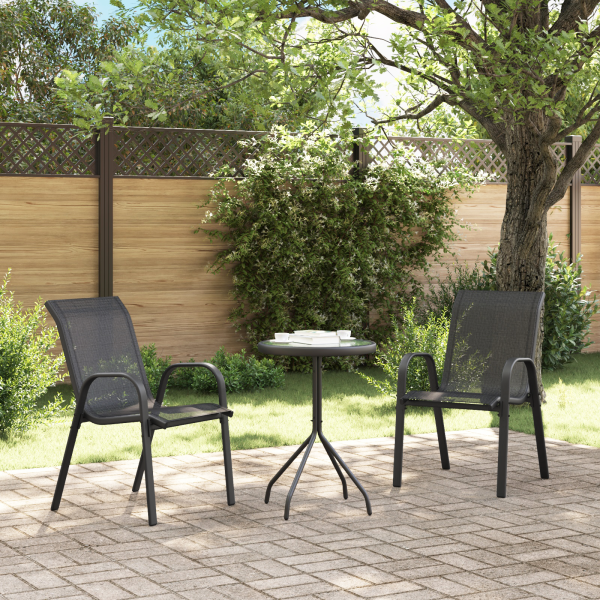 Set de Bistro de jardín de 3 piezas Negro de textileno y acero M 4