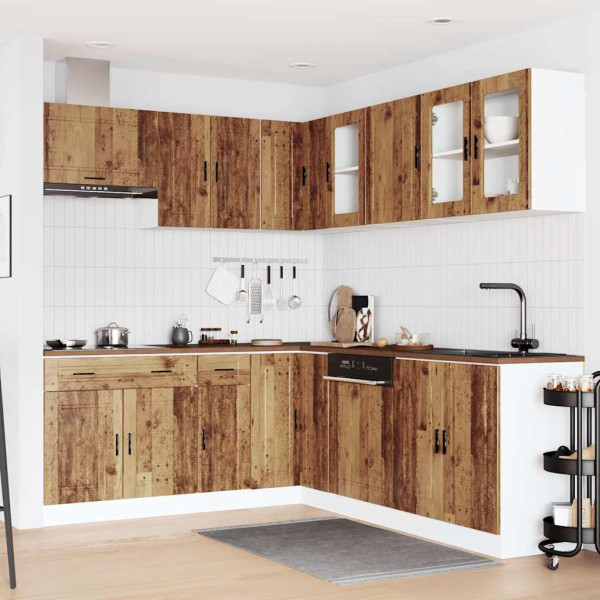 11 peças armário de cozinha conjunto Porto madeira velha M 3