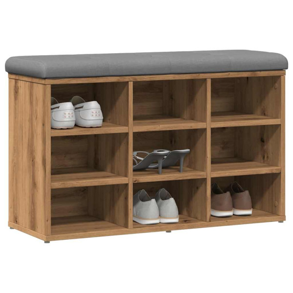 Banco zapatero madera de ingeniería roble artisan 82x32x50 cm M 3