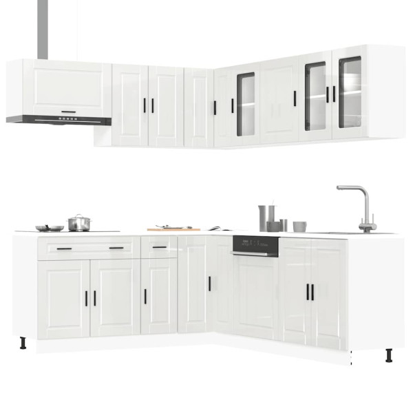 Mueble cocina Porto blanco brillo 11 pzas madera contrachapada D