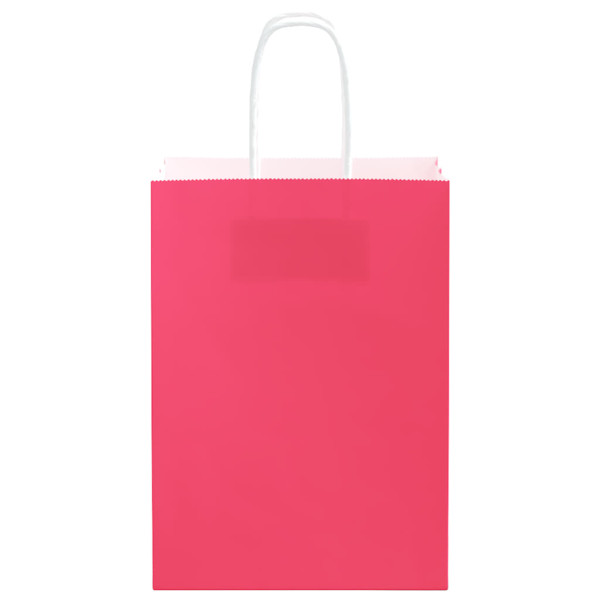 Sacos de papel 50 unid com alças rosa 15x8x21 cm M 5