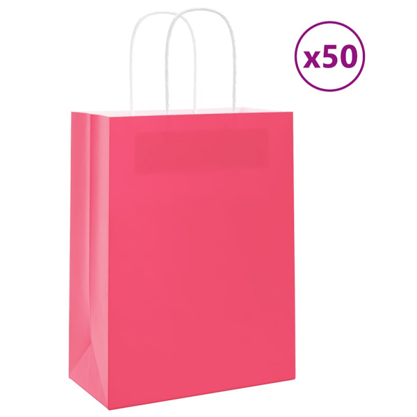 Bolsas de papel con asas 50 uds rosa 21x11x28 cm D