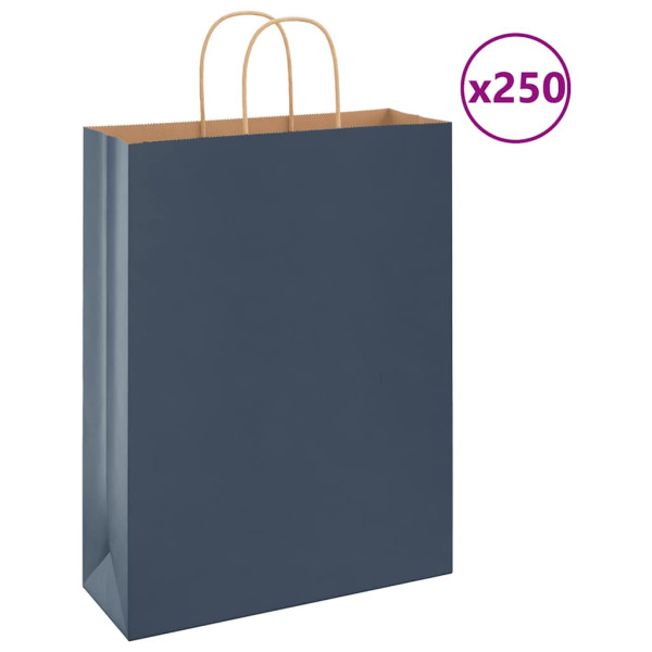 Bolsas de papel con asas 250 uds azul 32x12x42 cm D