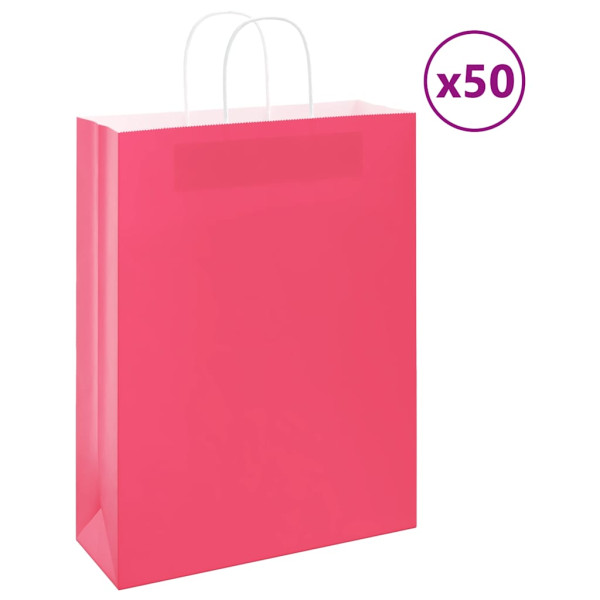 Bolsas de papel con asas 50 uds rosa 32x12x42 cm D