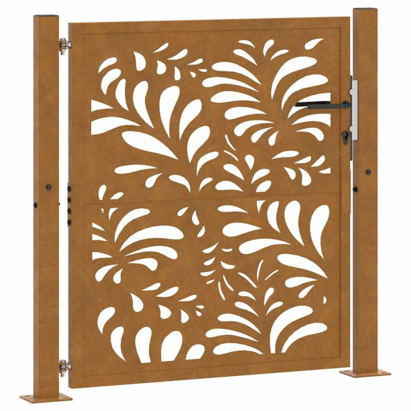 Puerta de jardín de acero desgastado diseño ondulado 105x105 cm M 2