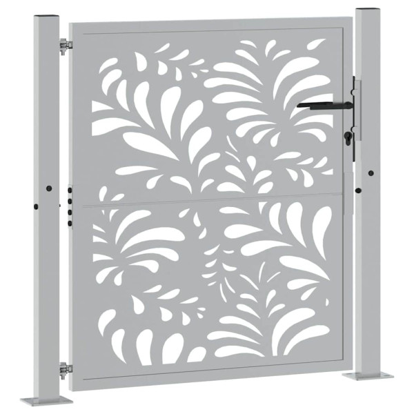 Puerta de jardín de acero desgastado diseño ondulado 105x105 cm M 3