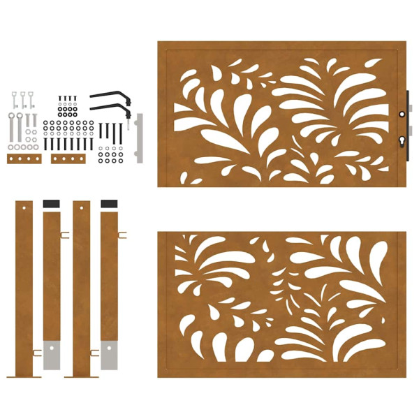 Puerta de jardín de acero desgastado diseño ondulado 105x105 cm M 5