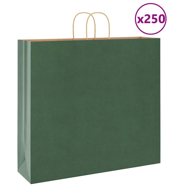 Bolsas de papel con asas 250 uds verde 54x15x49 cm D