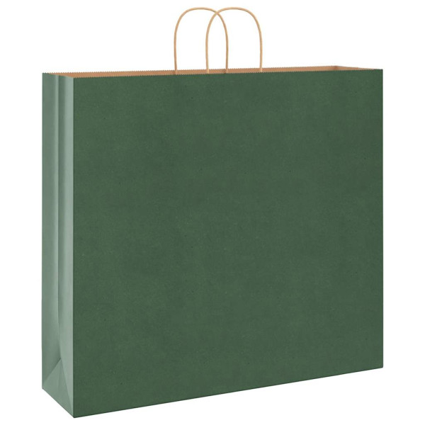 Bolsas de papel con asas 250 uds verde 54x15x49 cm M 3