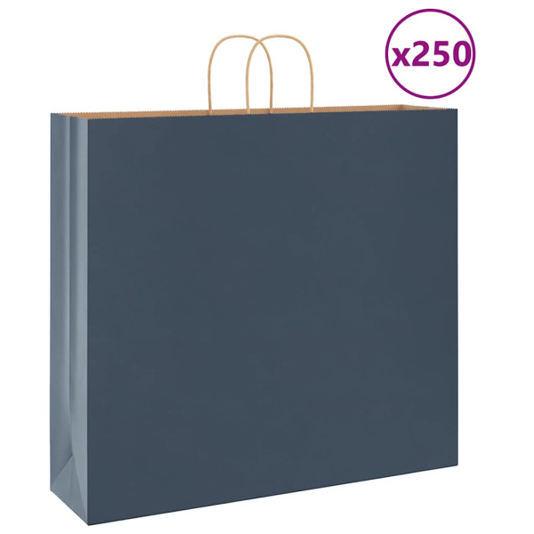 Bolsas de papel con asas 250 uds azul 54x15x49 cm D