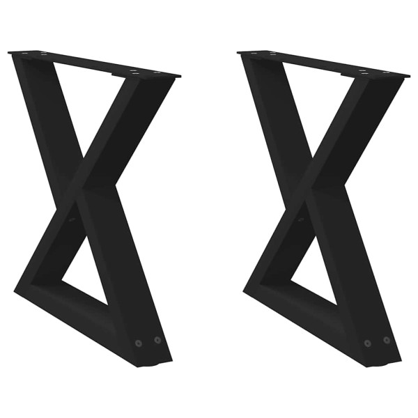 Pés para mesa de centro 2 peças preto 60x(42-43.3) cm aço M 2