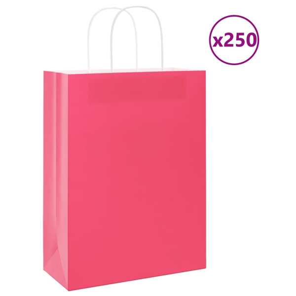 Bolsas de papel con asas 250 uds rosa 26x12x35 cm D