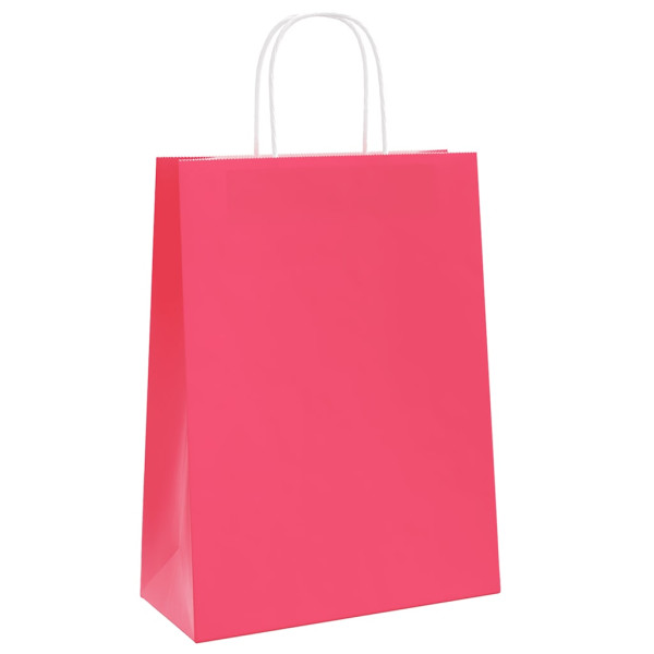Bolsas de papel con asas 250 uds rosa 26x12x35 cm M 3