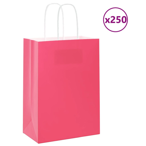 Bolsas de papel con asas 250 uds rosa 15x8x21 cm D