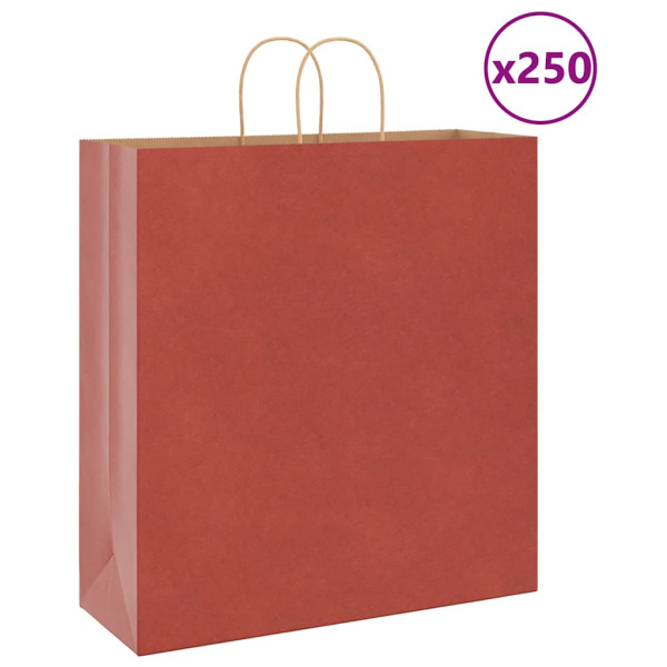 Bolsas de papel con asas 250 uds rojo 45x17x48 cm D
