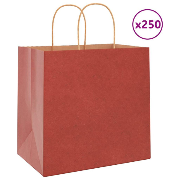 Bolsas de papel con asas 250 uds rojo 26x17x25 cm D