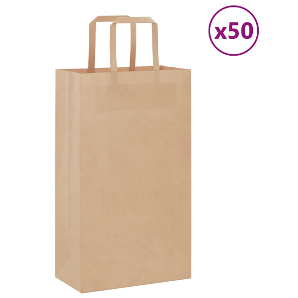 Bolsas de papel con asas 50 uds marrón 21x11x36 cm D