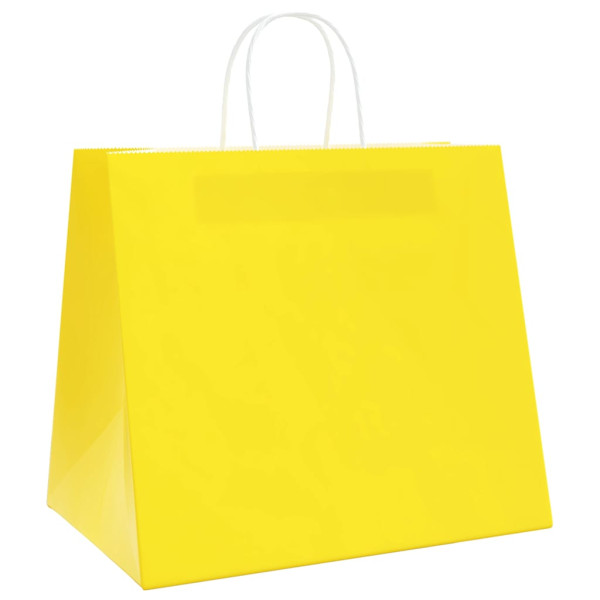 Sacos de papel 250 unid com alças amarelo 32x22x28 cm M 3