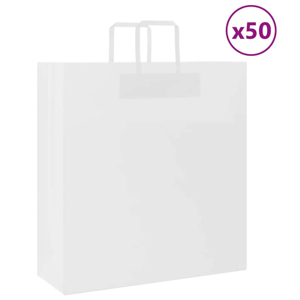 Bolsas de papel con asas 50 uds blanca 45x17x48 cm D