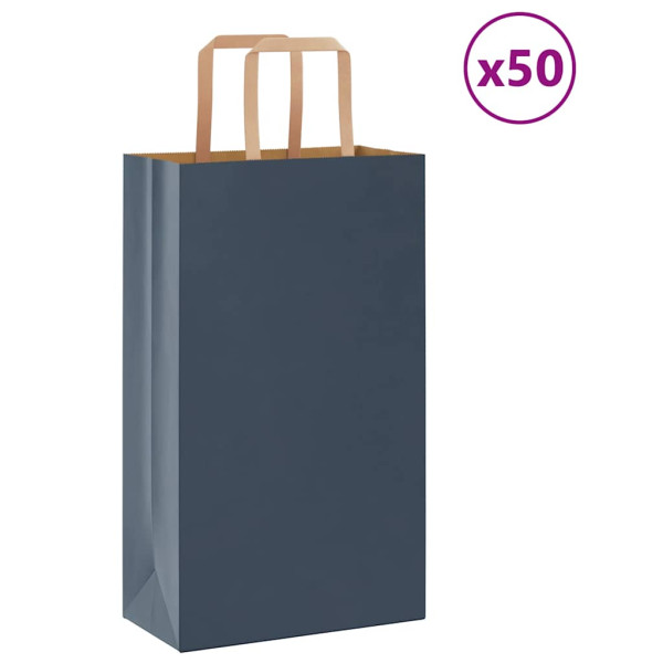 Bolsas de papel con asas 50 uds azul 21x11x36 cm D