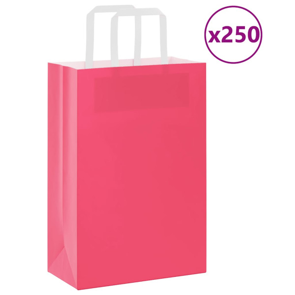 Bolsas de papel con asas 250 uds rosa 21x11x31 cm D