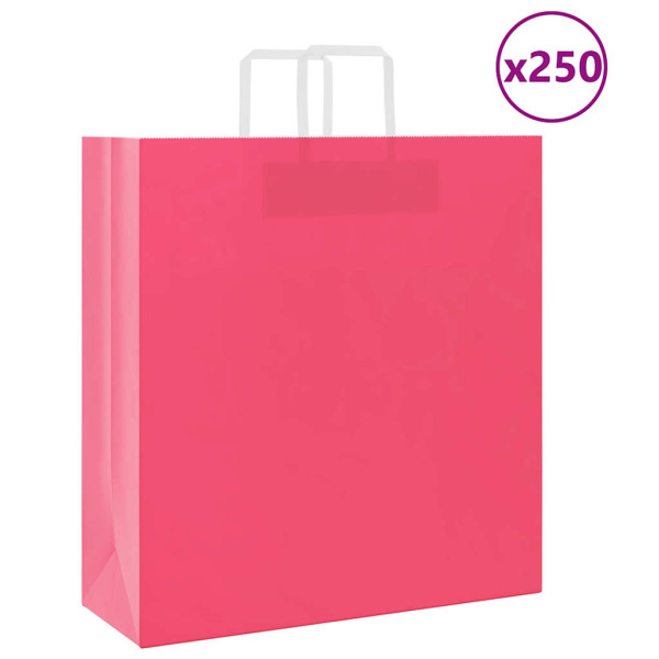 Bolsas de papel con asas 250 uds rosa 45x17x48 cm D