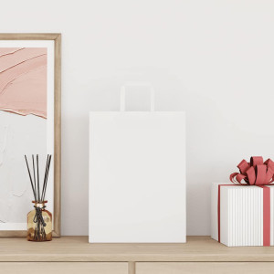 Bolsas de papel con asas 250 uds blanca 26x12x35 cm H