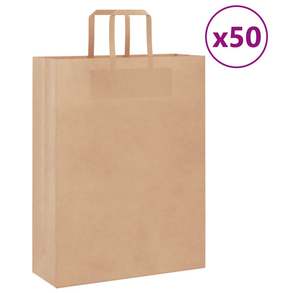 Bolsas de papel con asas 50 uds marrón 32x12x42 cm D