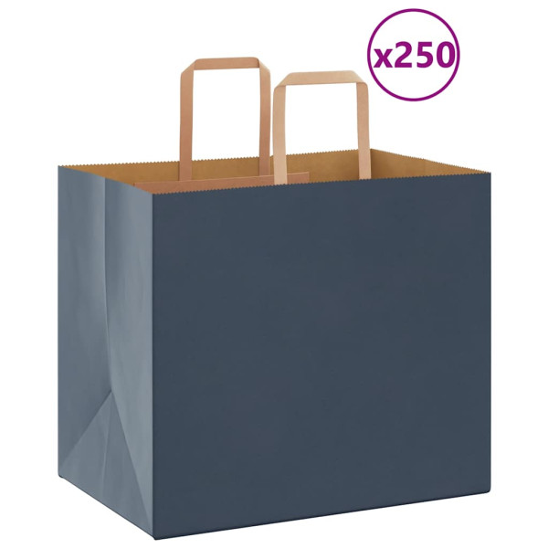 Bolsas de papel con asas 250 uds azul 32x22x28 cm D