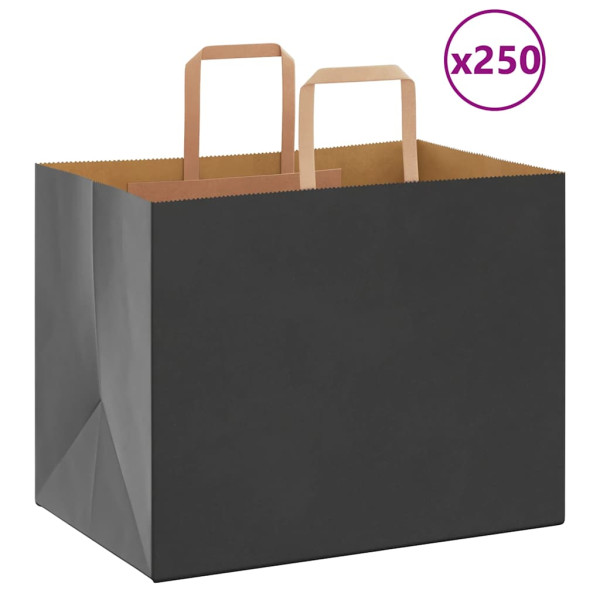 Bolsas de papel con asas 250 uds negra 32x22x24 cm D