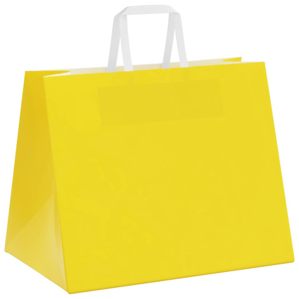 Sacos de papel 250 unid com alças amarelo 32x22x24 cm M 5