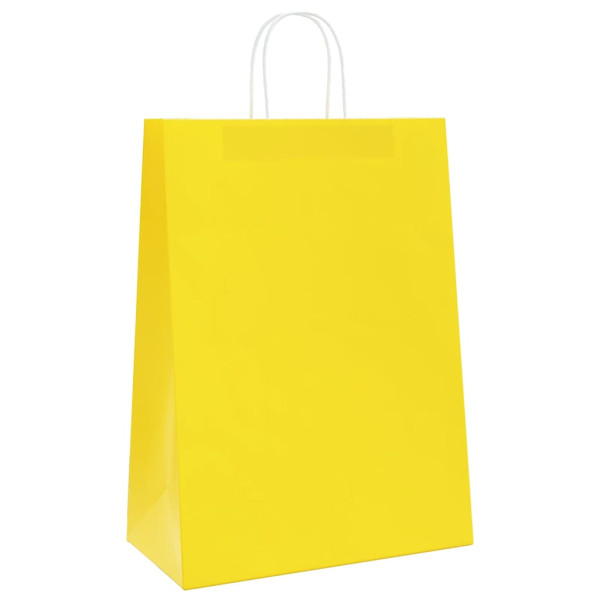 Sacos de papel 250 unid com alças amarelo 32x17x44 cm M 3