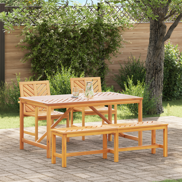 Conjunto de Comedor de Jardín de 4 Piezas de Madera Maciza de Acacia D