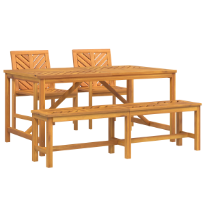 Conjunto de Comedor de Jardín de 4 Piezas de Madera Maciza de Acacia H