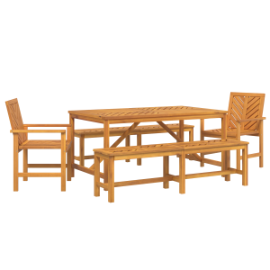 Conjunto de Comedor de Jardín de 5 Piezas de Madera Sólida de Acacia H