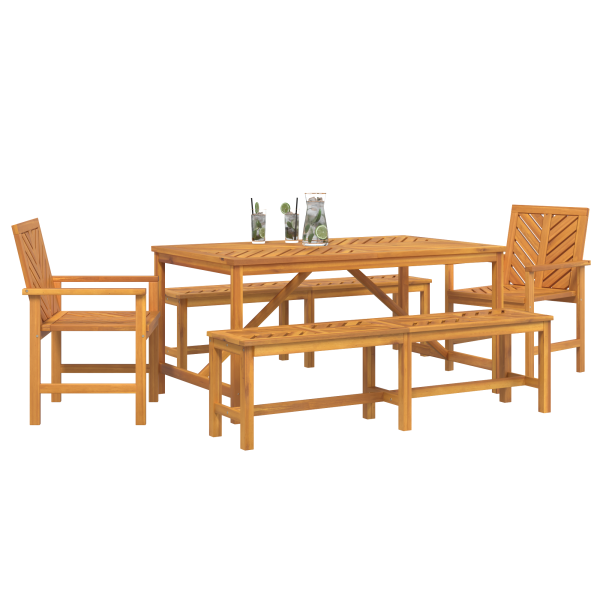Conjunto de Comedor de Jardín de 5 Piezas de Madera Sólida de Acacia M 3