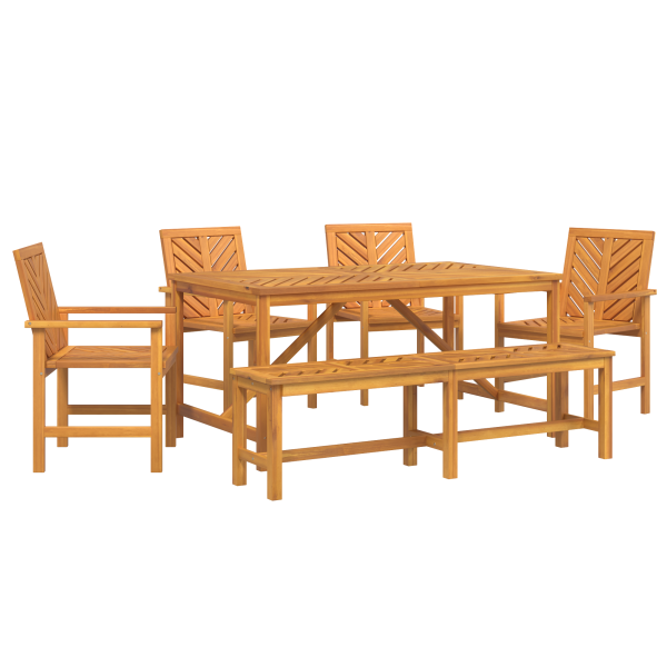 Conjunto de Comedor de Jardín de 5 Piezas de Madera Sólida de Acacia M 2