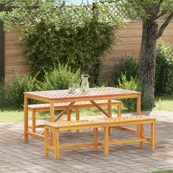 Conjunto de Comedor de Jardín de 3 Piezas de Madera Sólida de Acacia D