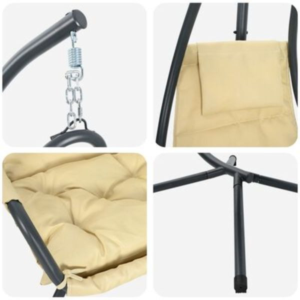Silla Colgante  con Soporte y Cojín Beige Acero M 5