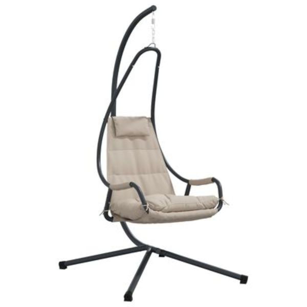 Silla Colgante con Soporte y Cojín Taupe Acero D