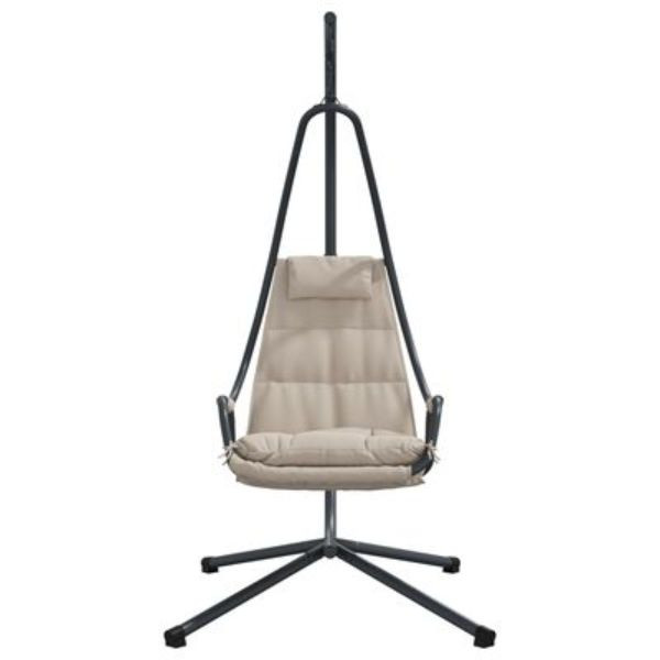 Silla Colgante con Soporte y Cojín Taupe Acero M 2