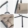 Silla Colgante con Soporte y Cojín Taupe Acero 5