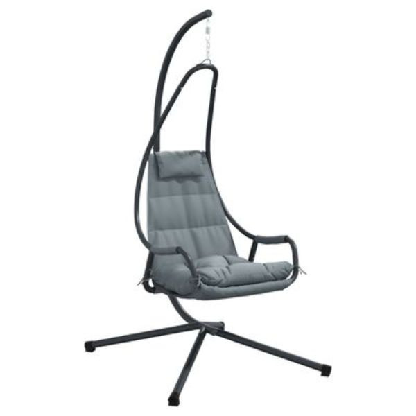 Silla Colgante  con Soporte y Cojín Antracita de Acero D