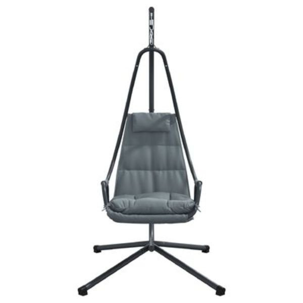 Silla Colgante  con Soporte y Cojín Antracita de Acero M 2