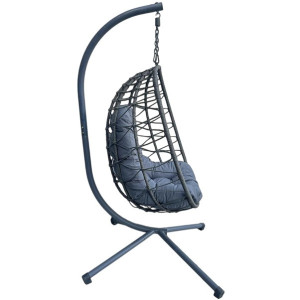 YOEVU - Silla Colgante con Soporte y Cojín Acolchado  Estructura Reforzada Resistente al Agua | Jardín Terraza Interior | natura H