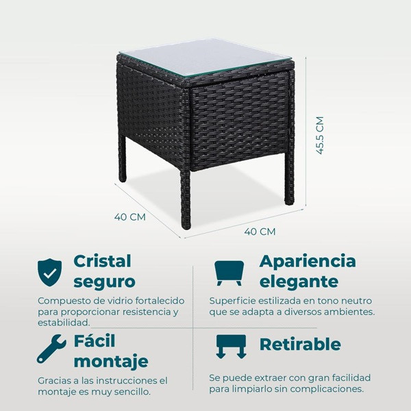 Set de Jardin conversacional Yoevu de 2 asientos y mesa gris M 4